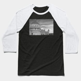 Piazza dei Miracoli, Pisa - Monochrome Baseball T-Shirt